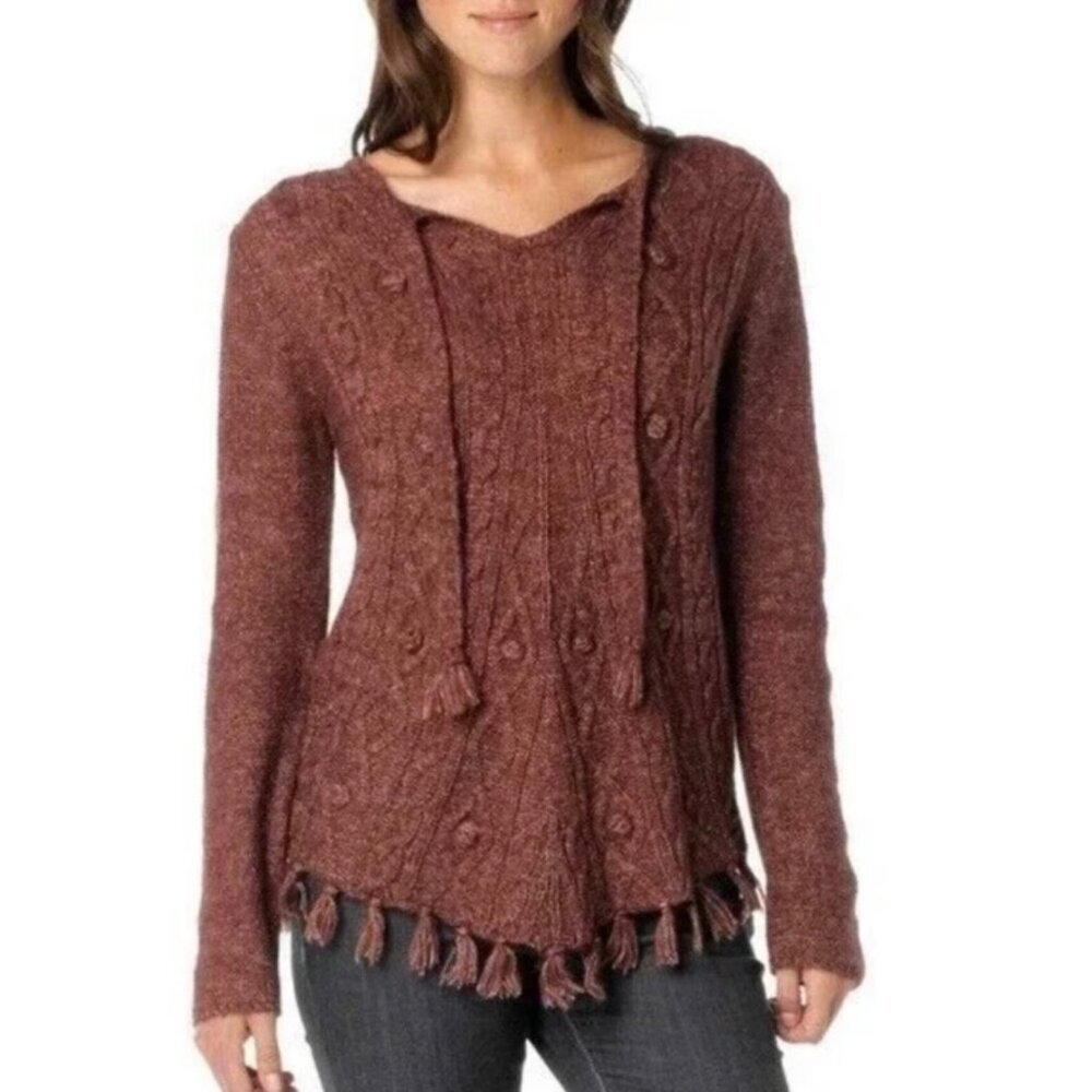 Prana Shelby Poncho Lightweight Pullover Sweater in Mauve Pink Women's Medium